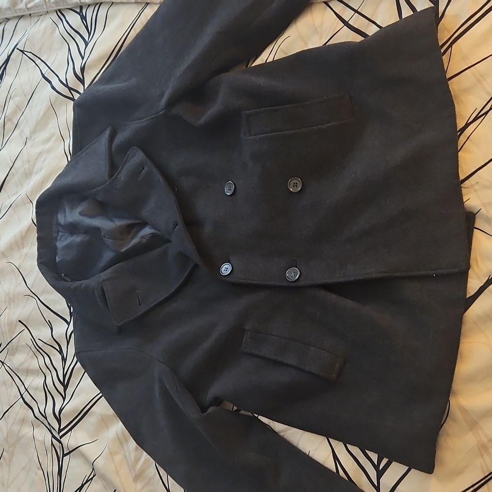Vintage wool coat Italian Winsbo Gray Men's Button Down Double Breasted